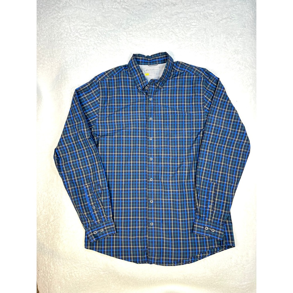 Eddie Bauer Shirt Travex TL classic blue plaid fishing‎ outdoor gorpcore